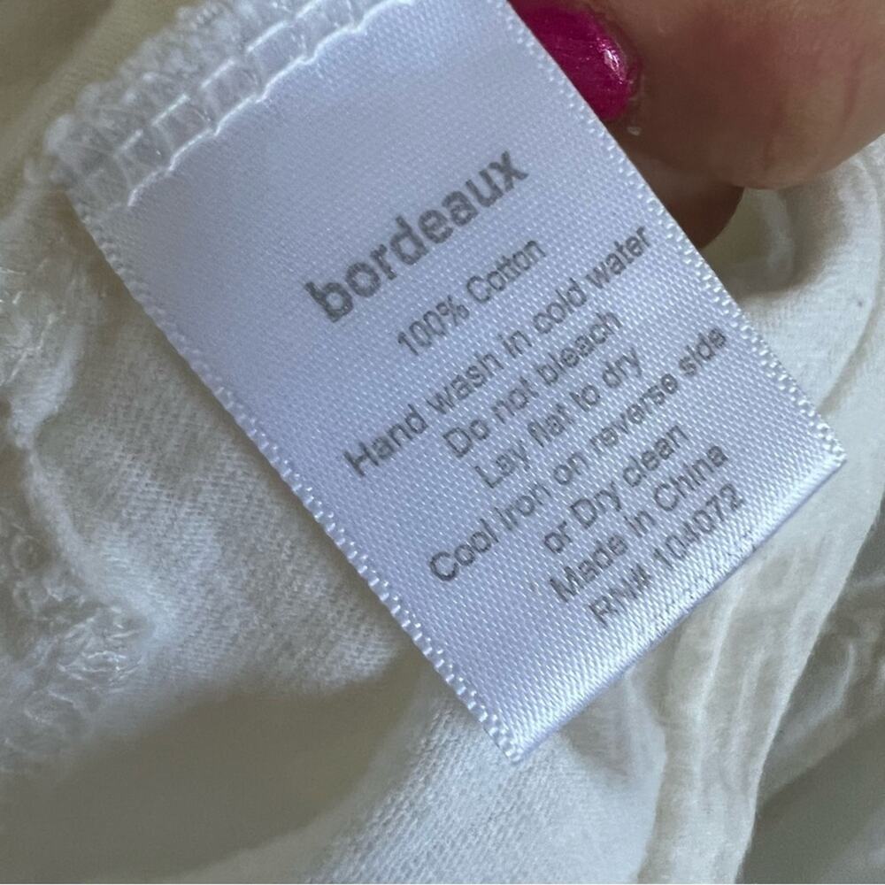 Bordeaux White Cream Burnout Blouse Statement Sleeve Top XS - Picture 4 of 6